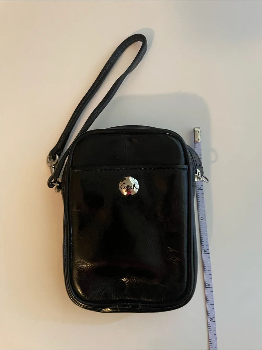 Coach Y2K Black Patent Leather Mini pouch/wristlet.